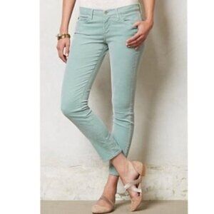 AG Stevie Ankle Zip Slim Straight‎ Leg Jeans Size 28 Petite Mint Green
